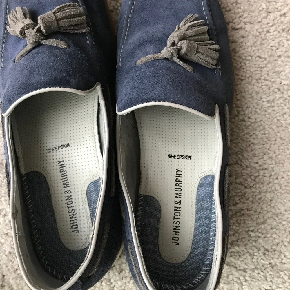 Johnston & Murphy Men's Blue Suede Ellington Tassel Tuxedo Loafers Size 12
